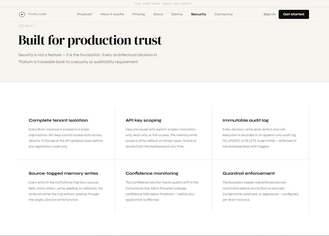Thalium — Built for production trust